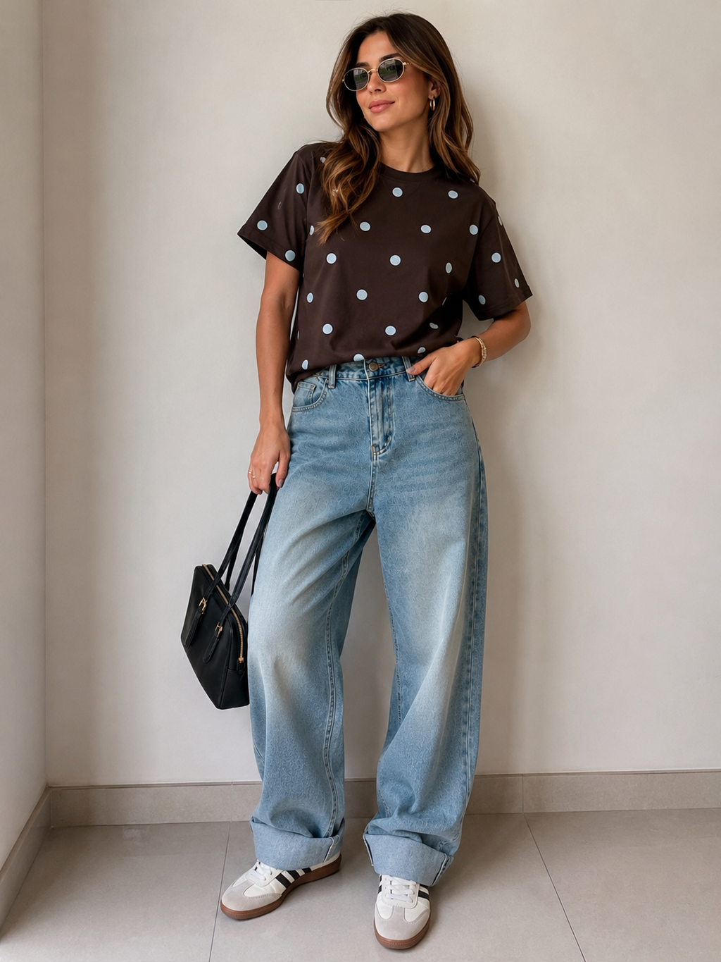 Playera polka azul