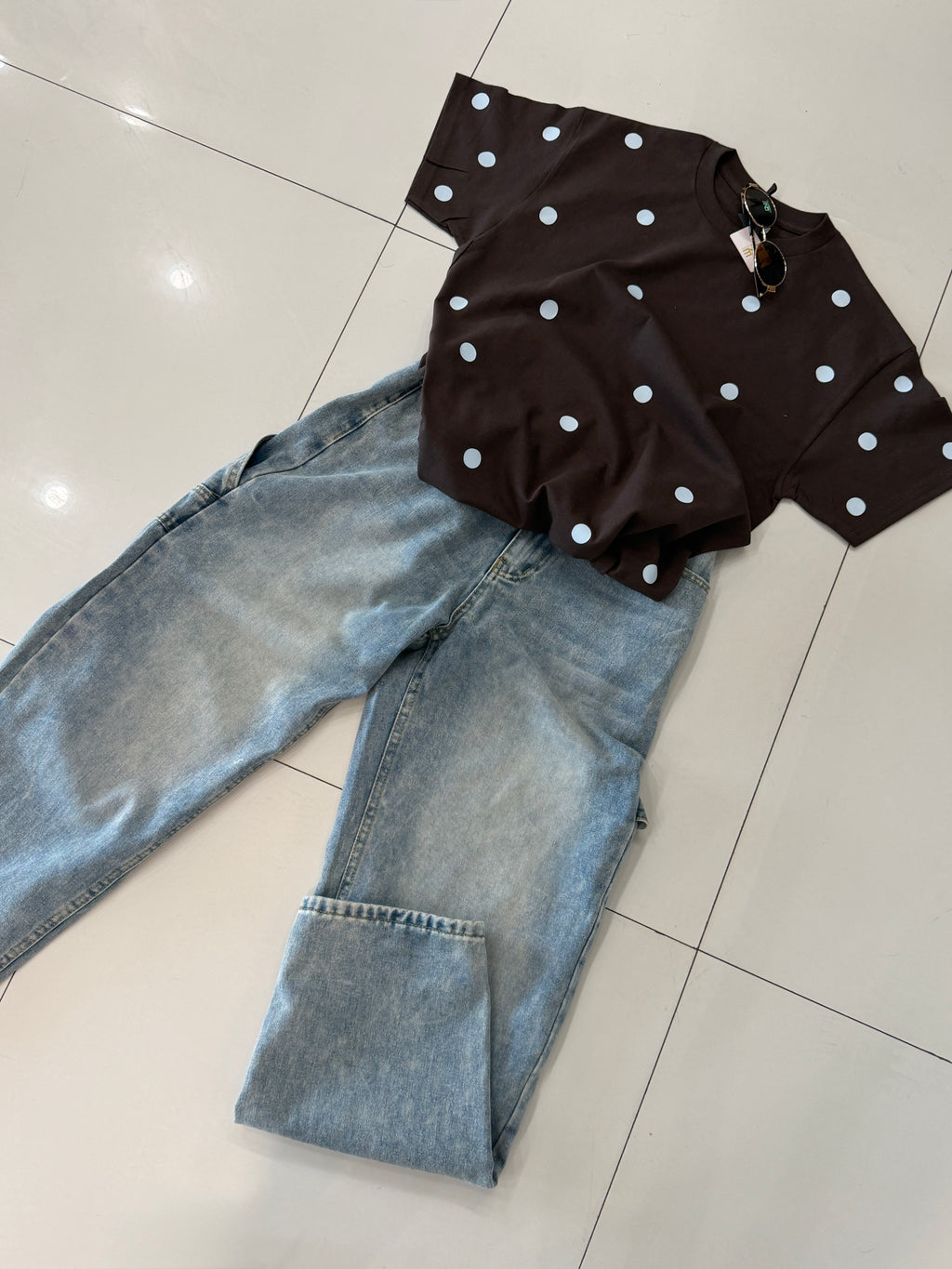 Playera polka azul